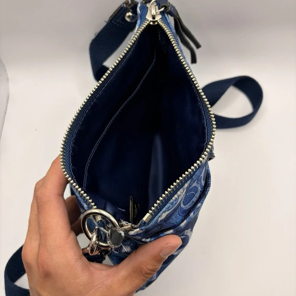 Coach Poppy Blue Scribble Signature C Canvas Crossbody Bag 43585 Y2K